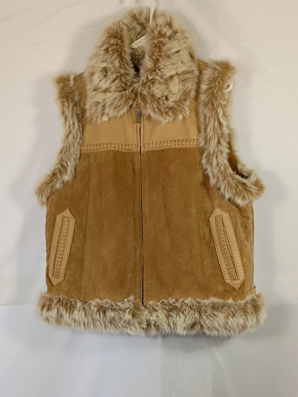 EUC Vintage Cripple Creek Womens Western Leather And Faux Fur Vest Size XL